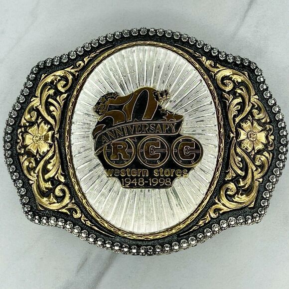 Vintage 1998 RCC Western Stores 50th Anniversary Belt Buckle Award Design ✨ - Picture 1 of 11